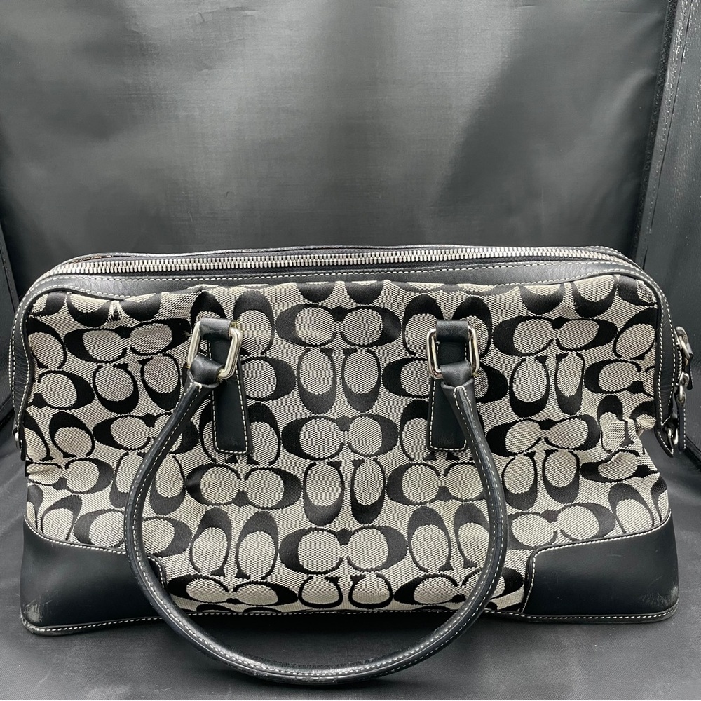 Coach Black and Gray Signature Print with Leather Accents - Picture 7 of 11